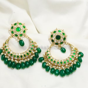 Kundan Chandbali,  Kundan Earrings,  Pachi Kundan Earrings, Jhumka, Gold Pearl earrings, Jadau Kundan Earrings