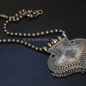 Oxidized Necklace, Hand made necklace, Dholak Necklace, Indian Tribal, Thread Necklace, Silver Necklace