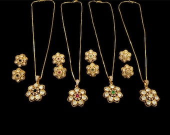 Moissaniet polki ketting set | Vergulde huwelijkssieraden