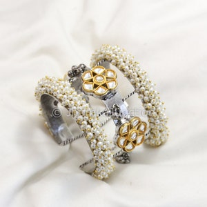 Dual Tone  Kundan Bangle , Gold Kundan Bangle, Emerald Kundan Gold Finish Bangle  Kada, Gold Bangle