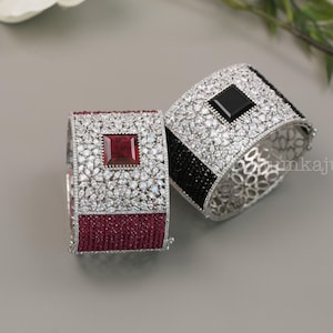 Contemporary CZ  Polki Kada , Gold Plated Cuff Bracelet, Gold Bracelet, diamond Bangles
