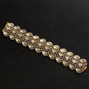 Real Moissanite Bracelet, Moissanite Bracelet, Polki Kundan Openable Bangle | Kada | Size 2.2  | Wedding | Indian Pakistani Bridal