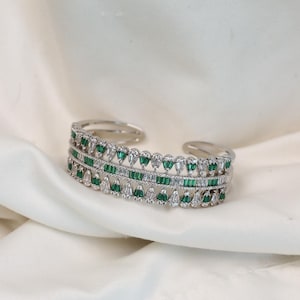 Silver Plated CZ Bangle Bracelet: Dainty Openable Kada