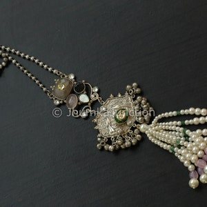 Kundan necklace, Silver Look Alike Necklace, Indian wedding, Bollywood Necklace, Kundan Necklace, Indian Bridal Jewelry