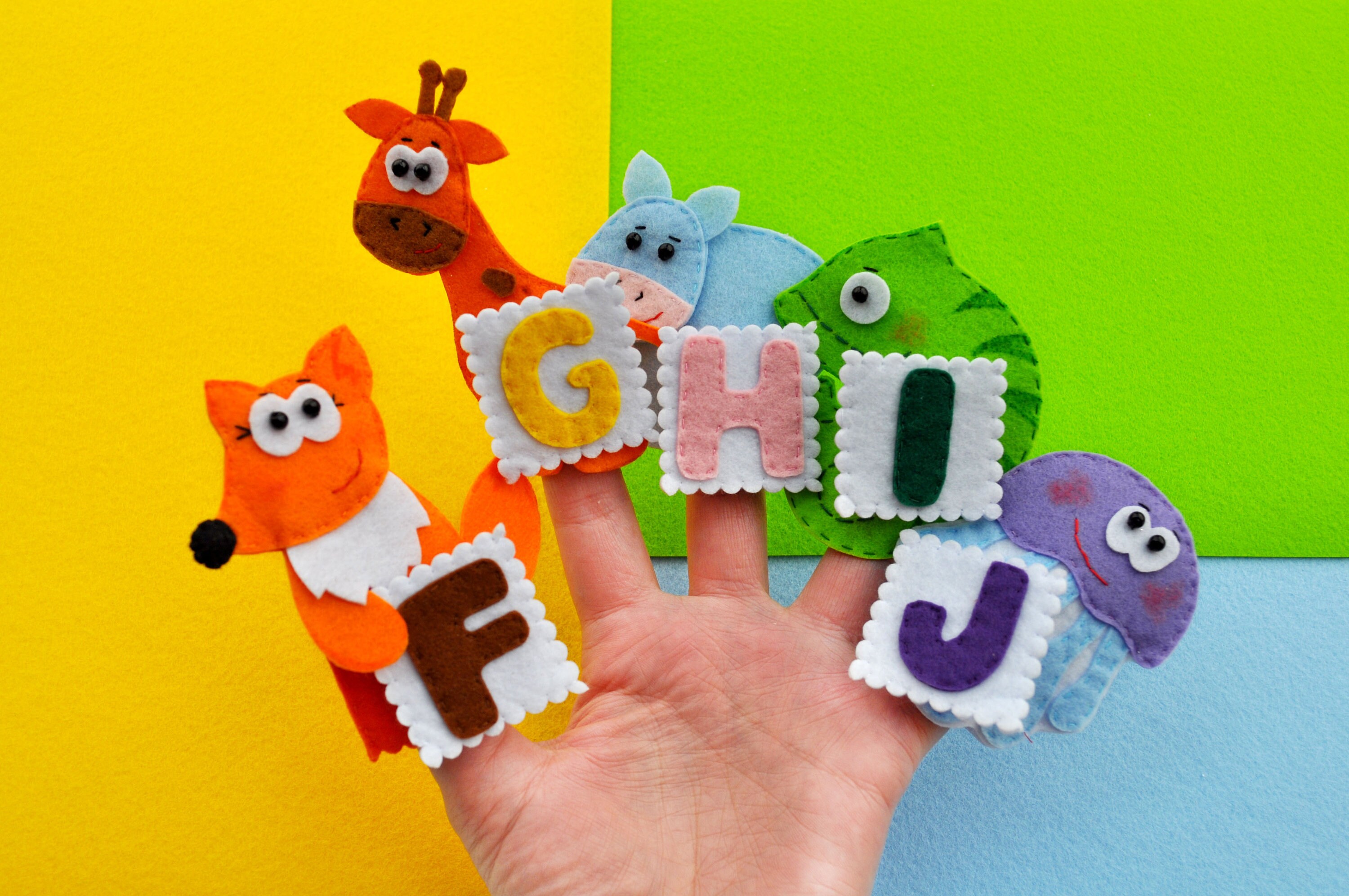 ABC animals Felt finger puppets Alphabet cards. Etsy