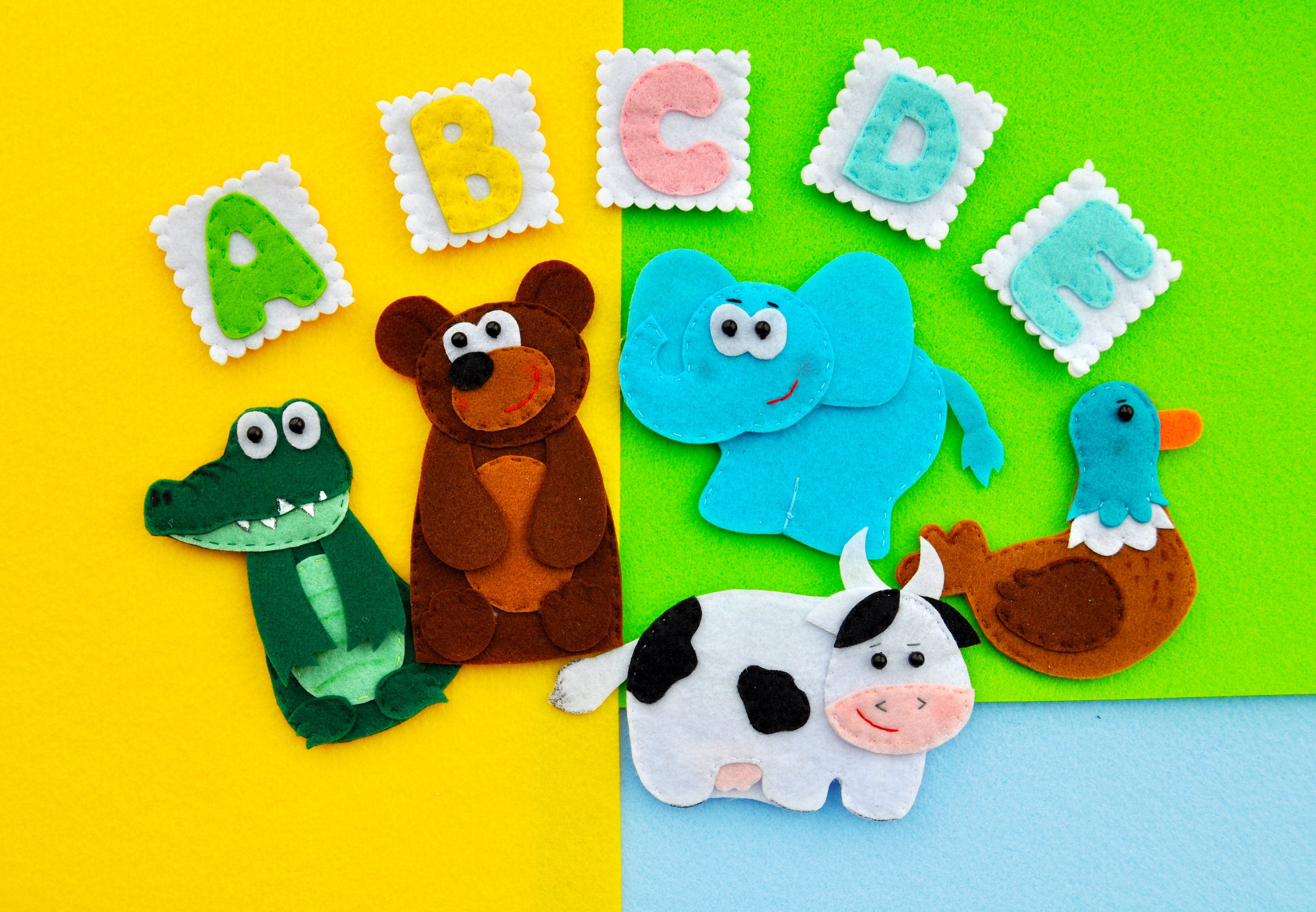 ABC animals Felt finger puppets Alphabet cards. Etsy
