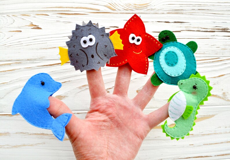 Sea animals Felt finger puppets Marine animal toys
