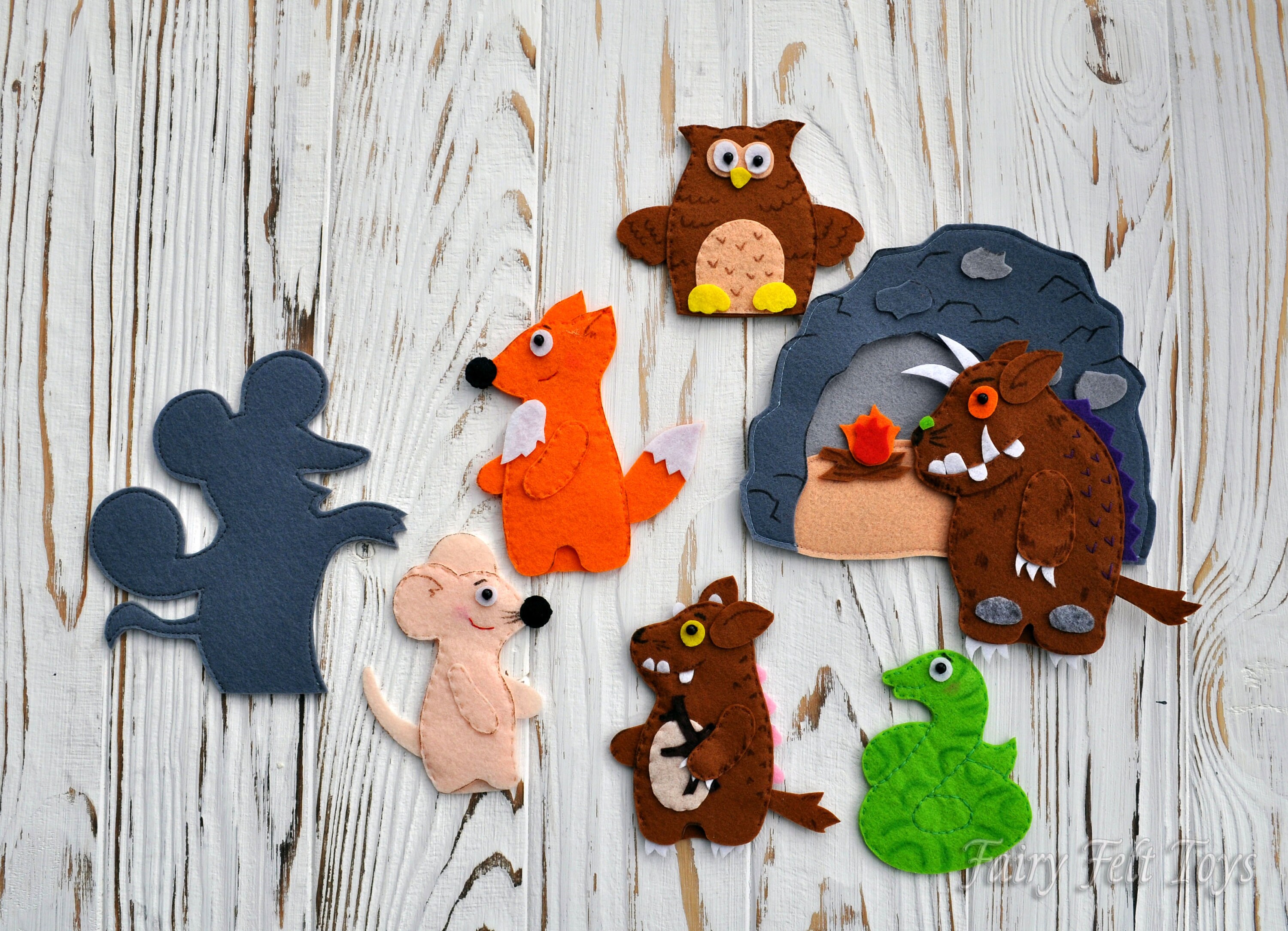 Gruffalo Finger puppets Felt story | Etsy