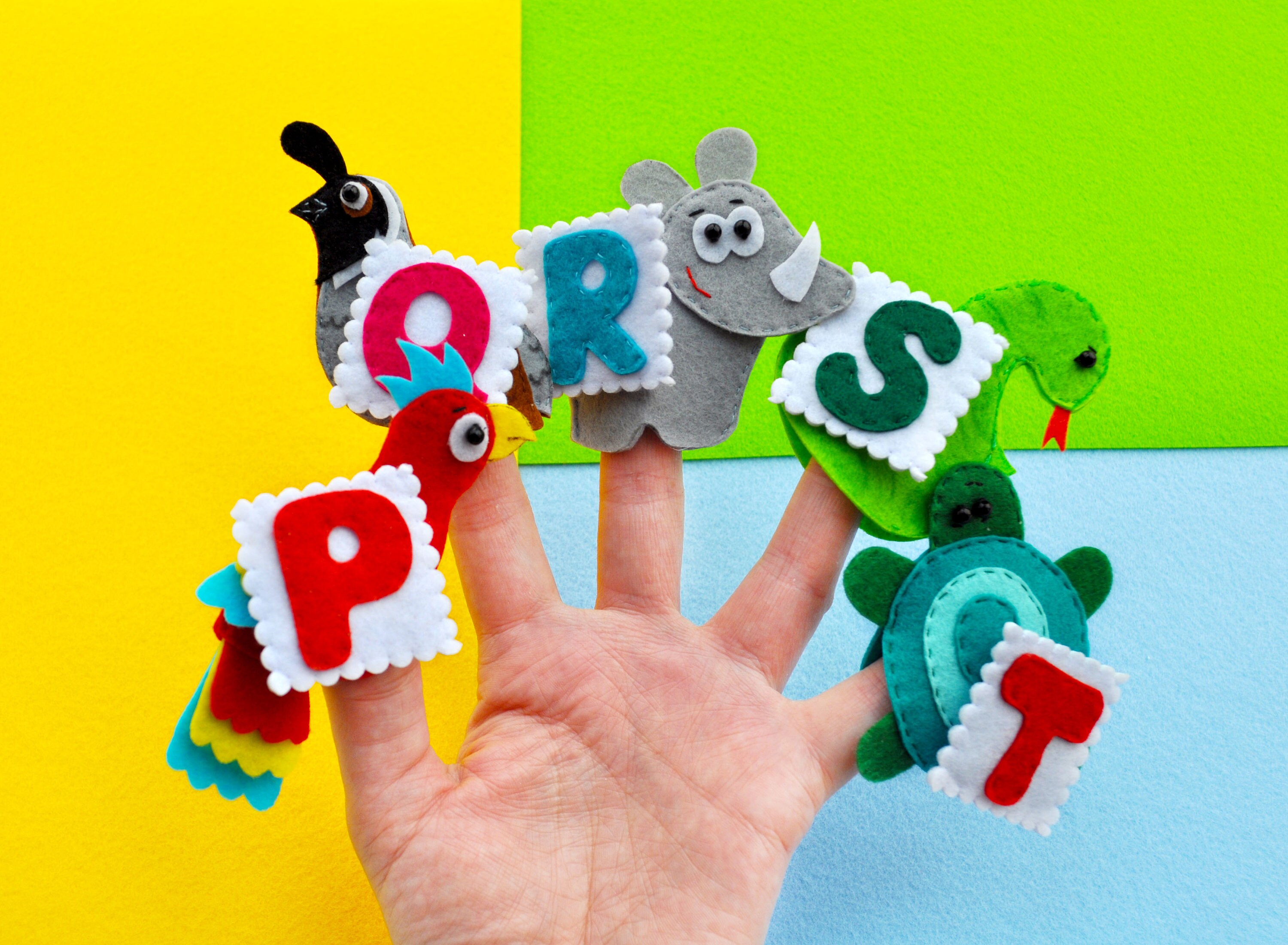 ABC animals Felt finger puppets Alphabet cards. Etsy