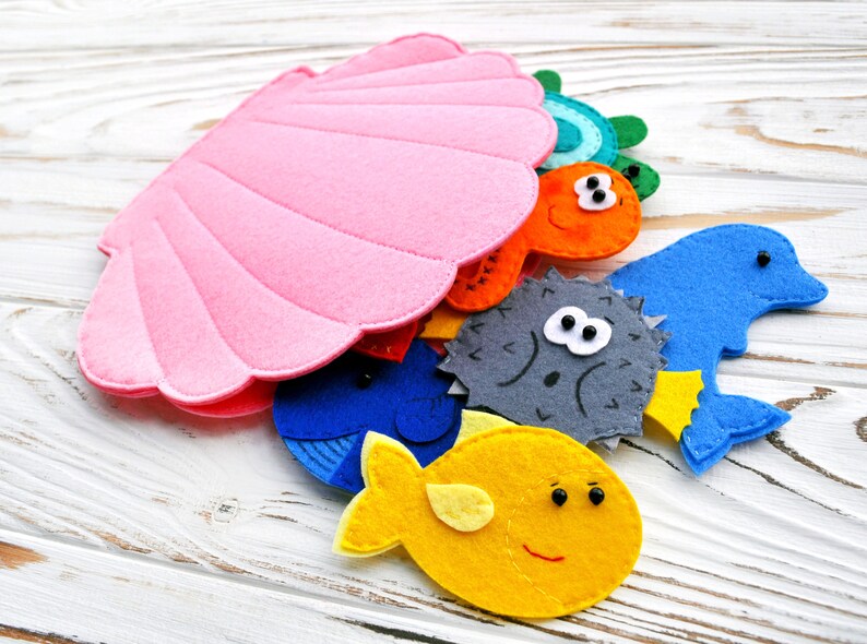 Sea animals Felt finger puppets Marine animal toys