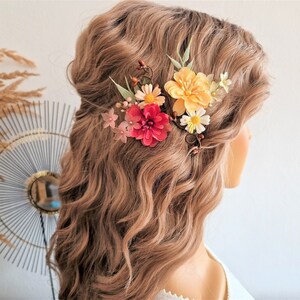 Summer floral hair pins, Wedding flower accessories, Hawaii wedding inspiration, Flower pins, Bridal headpiece, Hair clips, Fleurs Cheveux image 3