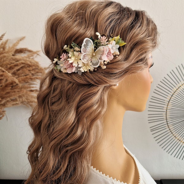 Pettine per capelli a farfalla, regalo di Natale per lei, acconciatura da sposa, pettine per capelli a fiore, idee regalo uniche, copricapo da sposa, costume da farfalla