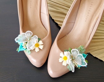 Butterfly Shoe Clips: Boho Wedding Floral Shoe Brooches