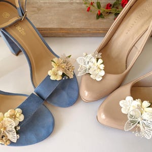 White Butterfly Shoe Clips: Bohemian Wedding Flower Accessories