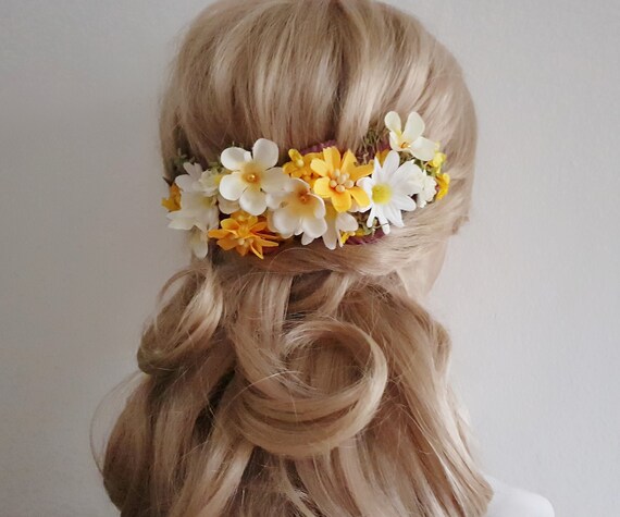 Yellow Hair Comb Wedding Hair Piece Ballroom Dance Hair Piece Bridal Flower Hair Comb Fairy Costume Flamenco Hair Comb Spanish Fashion