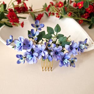 Bridal Headpiece Comb, Forget-Me-Not Flowers, Dried Greenery tiara, Bohemian Wreath, 50s bridal headpiece, Back Hair Comb, Peigne Fleurs