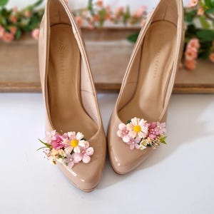 Romantic flower shoe clips, Dried Flowers Decoration for shoes, Wedding High heels, Pink Flower clips, Bridal shoes, Boho Hochzeit Schuhe