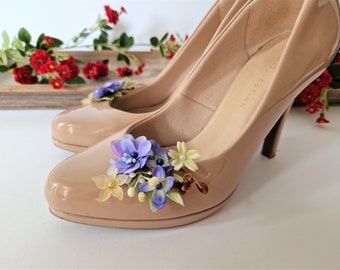 ALGO AZUL • Regalos de boda • Clips para zapatos • Regalos para damas de honor • Clips para zapatos de flores • Clip floral • Accesorios de boda • Clip de flor azul