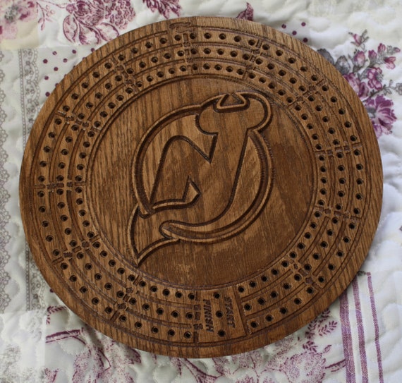 Nhl Crib Board Cribbage Game Board New Jersey Devils Card Game Etsy