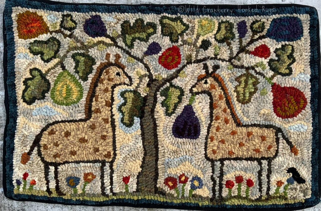 Primitive Hooked Rug Hooking Pattern Give a Fig Giraffe (not the Rug ...