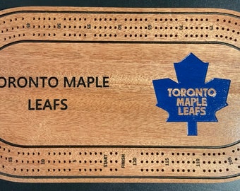 Jeu de crèche des Maple Leafs de Toronto Jeu de société Hockey en bois d'acajou fabriqué à la main