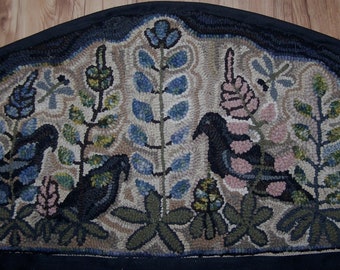 Patrón de alfombra con gancho primitivo DIGITAL Flores de lupino Cuervos (¡no la alfombra!) Archivo pdf Descargar a computadora © WildCranberryHookedRugs 2019