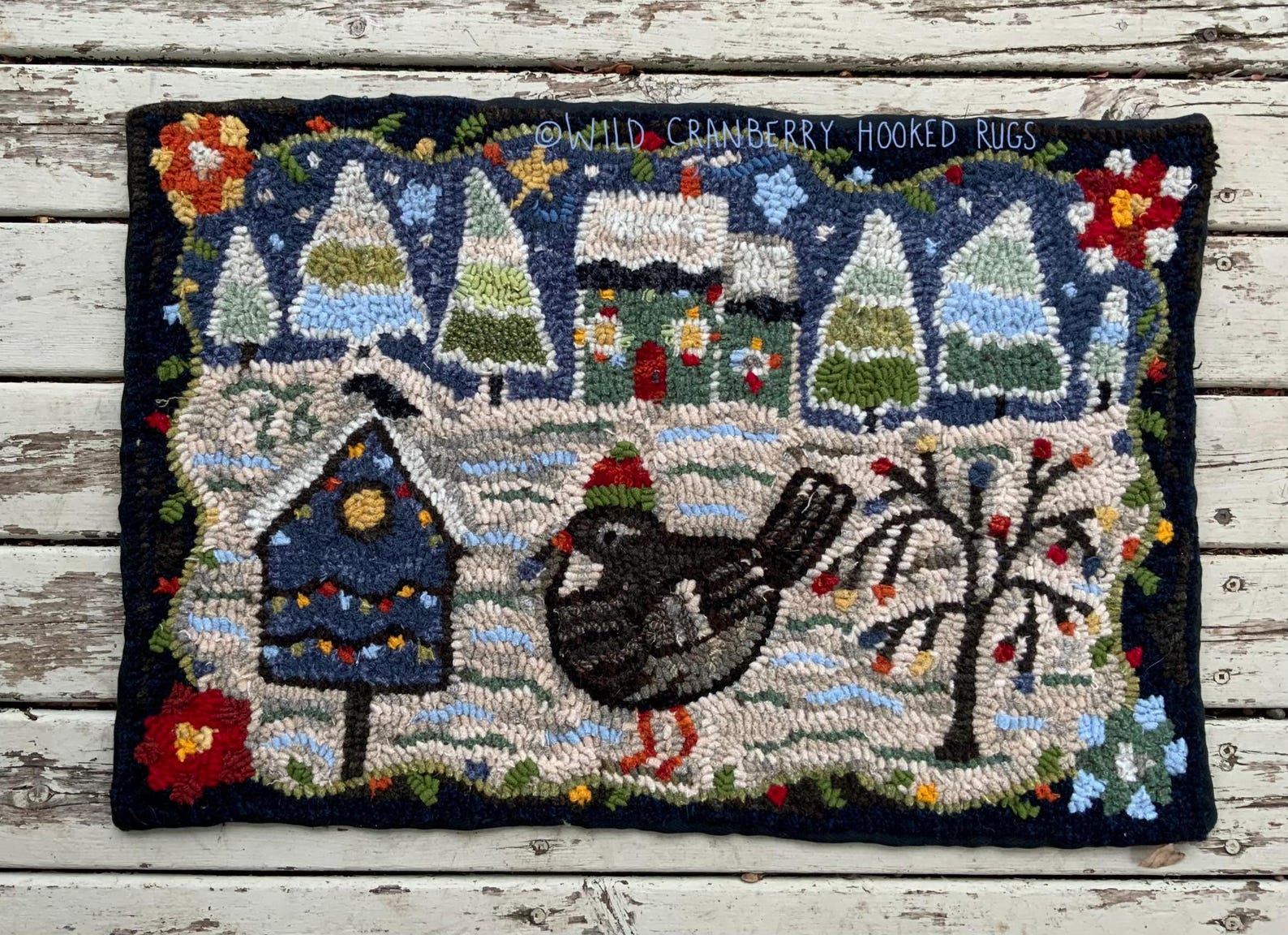 Primitive Hooked Rug Hooking Pattern the Winter Wren (not the Rug ...