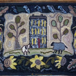 Pineapple Welcome Mat sampler Primitive Hooked Rug Hooking Pattern (not the rug!)  Digital pdf File Download to your computer