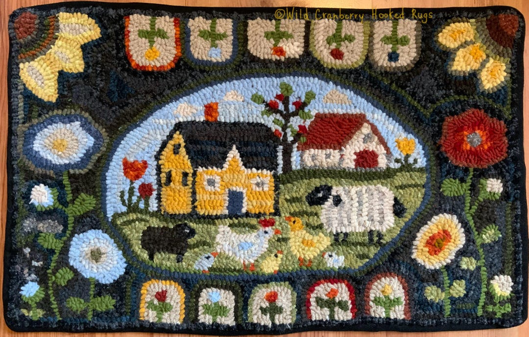 Primitive Hooked Rug Hooking Pattern Little Yellow House (not the Rug ...