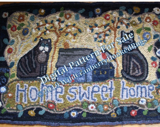 Digital Download PDF Pattern for Primitive Hooked Rug Hooking A Mat for ...