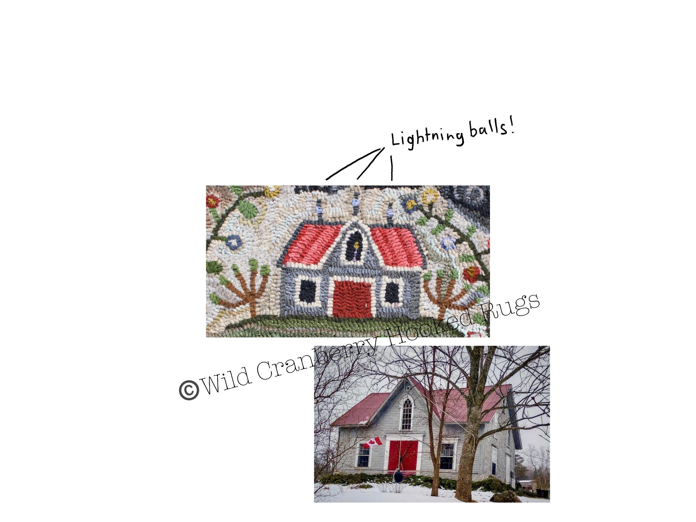 Primitive Hooked Rug Hooking Pattern Strawberry House Mouse Sunflowers ...