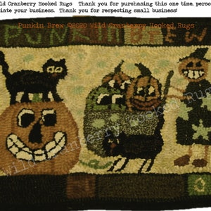 Patrón de enganche de alfombra con gancho primitivo Calabaza de otoño Cerveza de bruja de Halloween (¡no la alfombra!) Descarga de archivos pdf digitales a su computadora