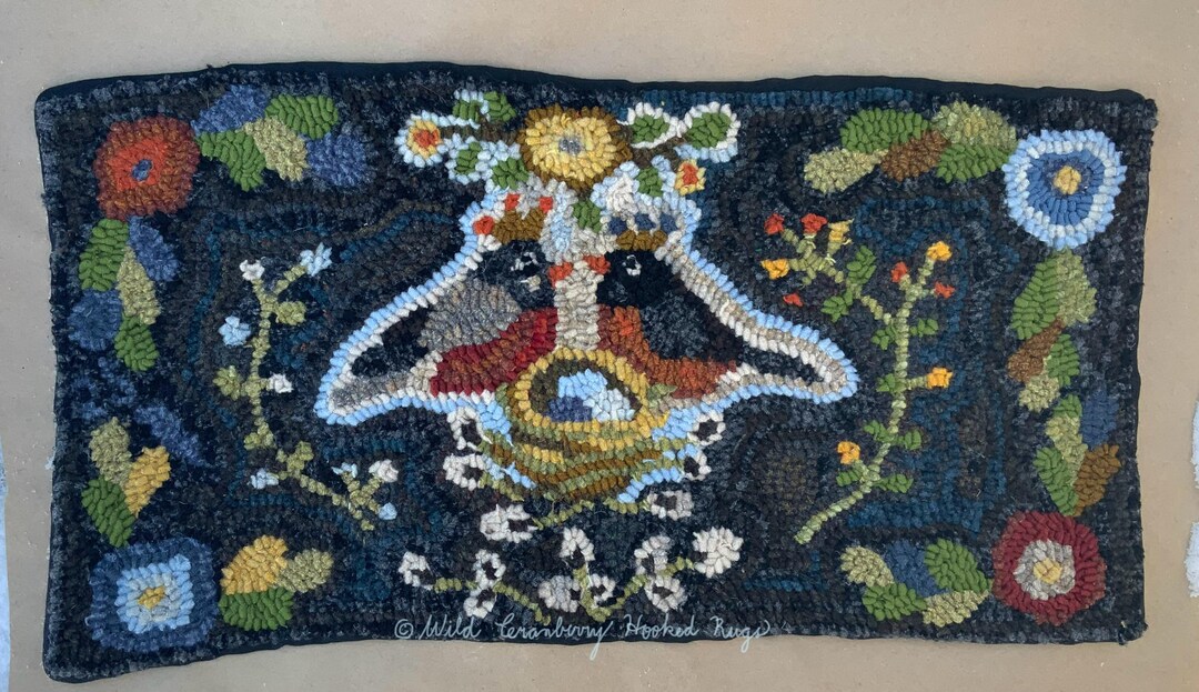 Spring Hooked Rugs Primitive Hooked Rug Hooking Pattern Spring Robins Floral (not the Rug ...