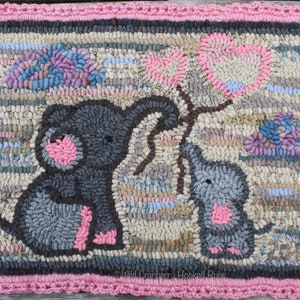 Primitive Hooked Rug Hooking Baby Elefant Geschenk (nicht der Teppich!) Digitale pdf-Datei Laden Sie auf Ihren Computer herunter