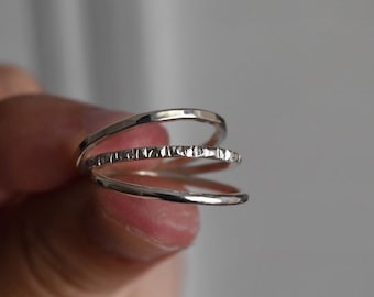 Silver stacking rings. Sterling silver stacking rings. Textured rings. Silver Stackable rings.