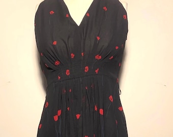 Vestido negro estampado de Ann Klein