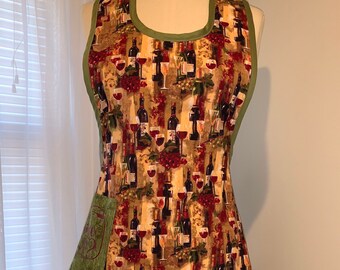 Wine Not Vintage Inspired Wine Motif Apron