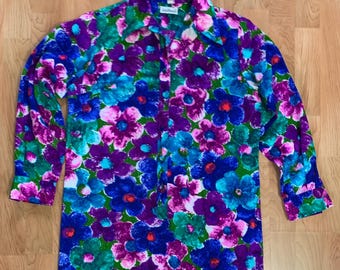 60’s - 70’s Groovy floral collared dress by Lady Bayard