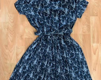 1980’s floral navy belted dress