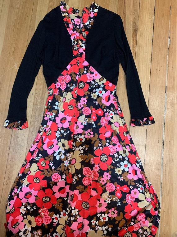 60’s - 70’s Groovy floral long dress