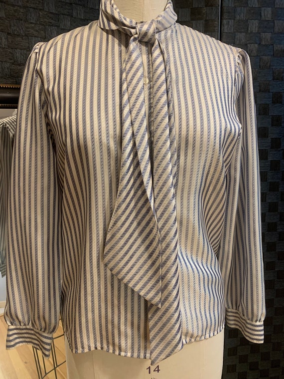 Stripe Grid sheer blouse professional retro main image 1