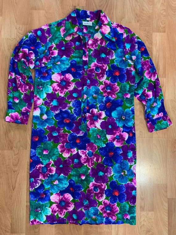 60’s - 70’s Groovy floral collared dress by Lady Bayard