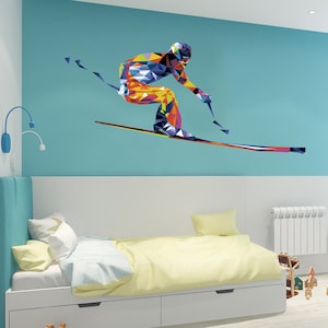 Skier Wall Decal, Skier Wall sticker, Skier wall decor, Skier Wall Art