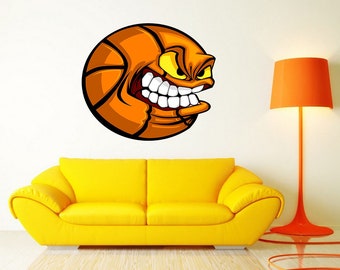 Angry Basketball Decal, Angry Basketball Sticker, Angry Basketball Wall Decor