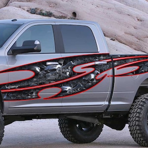 Skull Truck Vinyl Side Graphics, Skulls Bones Truck Graphics, Skulls Truck Wrap, Skull Truck Side Full Color Vinyl Sticker, Skulls Car Decal