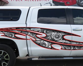 Ripped metal Turbocharged 3D Car Graphic Full Color Car Side Graphics, Turbines Car Vinyl Decal, Tribal tattoo Car Side Sticker