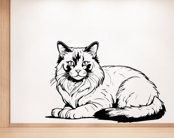 Ragdoll Cat wall art decal Dog decor Cat kids Cat wall art Decal Cat Lover Animals Decal Cat Wall Bathroom Wall Decals Stickers Vinyl 365LU