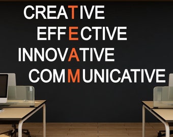 Team Quote Decal for Office, Creative Motivational Inspirational Teamwork Innovative Effective Wall Decal Sticker Decor for Office 448LU