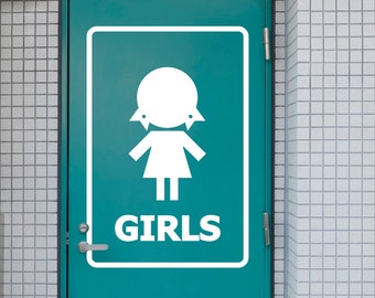Kids Bathroom Sign Decal, Kids Bathroom Door Decor, Toilett Restroom Sign, Girl Boy Kids Signs Vinyl Bathroom Stickers, Bathroom Signs 192LU