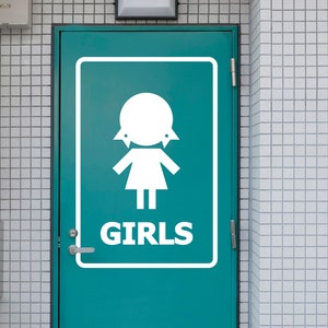 Calcomanía de letrero para baño de niños, decoración de puerta de baño de niños, letrero para baño de inodoro, calcomanías de vinilo para baño de letreros para niños y niñas, letreros para baño 192LU
